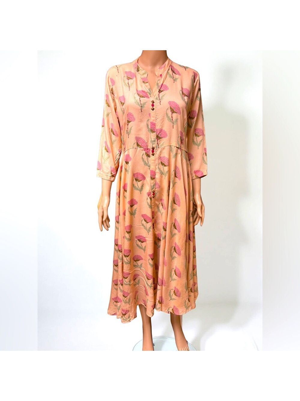 (3 for $12 item) Peach A-line Midi Dress Embellished Medium (3 for $12 item)